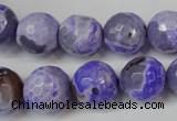 CAG5843 15 inches 14mm faceted round fire crackle agate beads