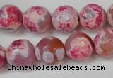 CAG5845 15 inches 14mm faceted round fire crackle agate beads