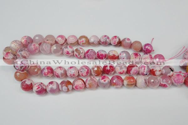 CAG5845 15 inches 14mm faceted round fire crackle agate beads