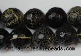 CAG5848 15 inches 14mm faceted round fire crackle agate beads