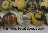 CAG5869 15 inches 16mm faceted round fire crackle agate beads