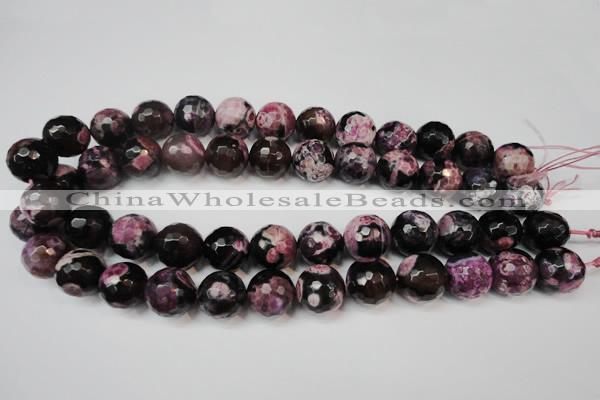 CAG5861 15 inches 16mm faceted round fire crackle agate beads