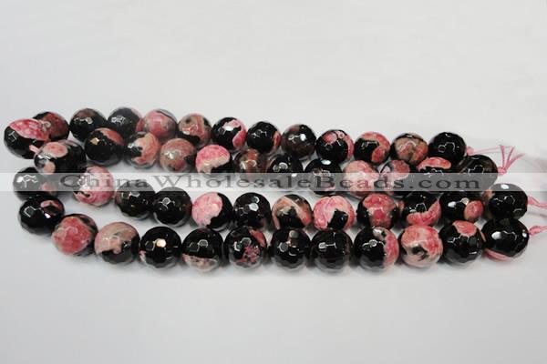 CAG5862 15 inches 16mm faceted round fire crackle agate beads