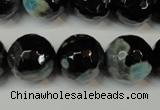 CAG5865 15 inches 16mm faceted round fire crackle agate beads