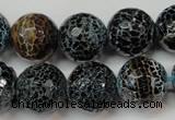 CAG5872 15 inches 16mm faceted round fire crackle agate beads