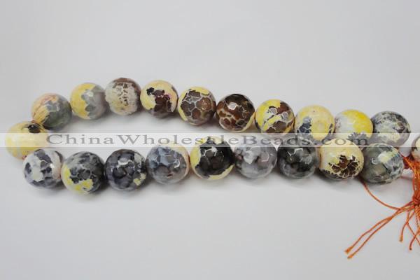 CAG5882 15 inches 20mm faceted round fire crackle agate beads