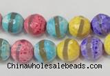 CAG5890 15 inches 10mm faceted round tibetan agate beads wholesale