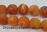 CAG5935 15 inches 12mm round matte druzy agate beads wholesale