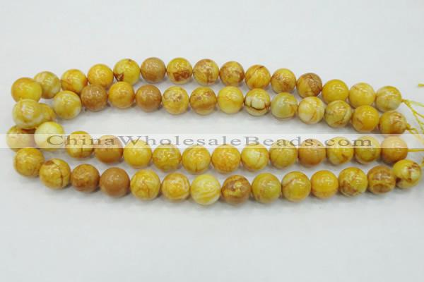 CAG5941 15.5 inches 12mm round yellow crazy lace agate beads