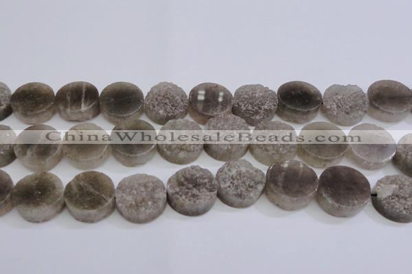 CAG5986 15.5 inches 20mm coin grey agate gemstone beads