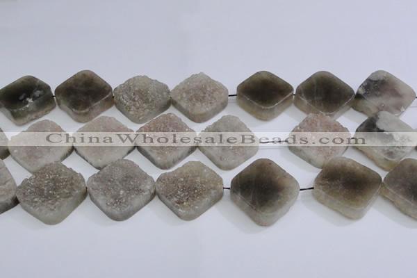 CAG5989 15.5 inches 25*25mm diamond grey agate gemstone beads