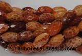 CAG599 15.5 inches 10*14mm faceted rice natural fire agate beads