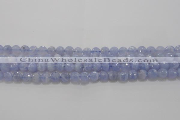 CAG5997 15.5 inches 8mm faceted round blue lace agate beads