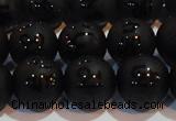 CAG6004 15.5 inches 12mm carved round matte black agate beads