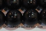 CAG6005 15.5 inches 14mm carved round matte black agate beads