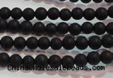 CAG6010 15.5 inches 4mm round matte black agate beads