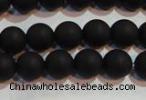 CAG6012 15.5 inches 8mm round matte black agate beads