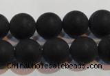 CAG6013 15.5 inches 10mm round matte black agate beads
