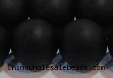 CAG6017 15.5 inches 18mm round matte black agate beads