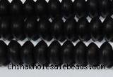 CAG6021 15.5 inches 4*8mm rondelle matte black agate beads