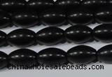 CAG6024 15.5 inches 6*9mm rice matte black agate beads