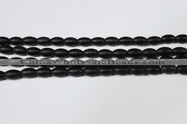 CAG6026 15.5 inches 8*12mm rice matte black agate beads