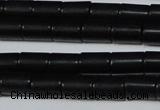 CAG6031 15.5 inches 6*8mm tube matte black agate beads