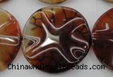 CAG6056 15.5 inches 30mm wavy coin dragon veins agate beads