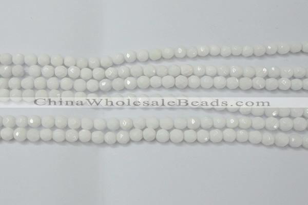 CAG6100 15.5 inches 4mm faceted round white agate gemstone beads