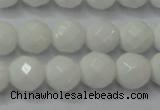 CAG6101 15.5 inches 6mm faceted round white agate gemstone beads