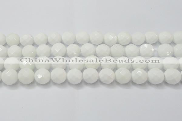 CAG6104 15.5 inches 12mm faceted round white agate gemstone beads