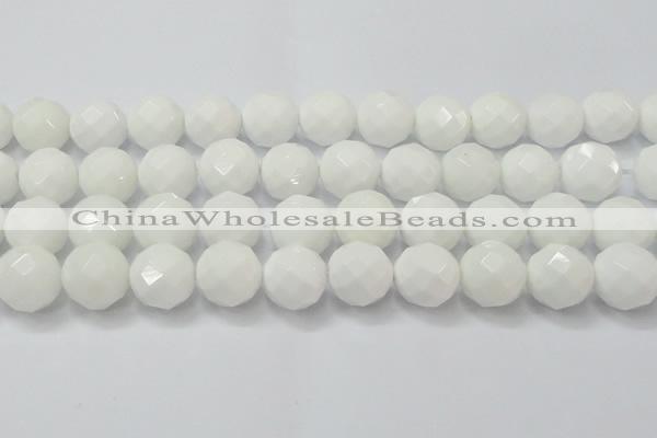 CAG6105 15.5 inches 14mm faceted round white agate gemstone beads