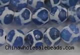 CAG6120 15 inches 8mm faceted round tibetan agate gemstone beads