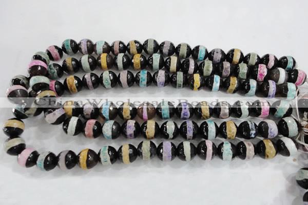 CAG6138 15 inches 14mm faceted round tibetan agate gemstone beads