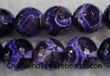 CAG6147 15 inches 14mm faceted round tibetan agate gemstone beads