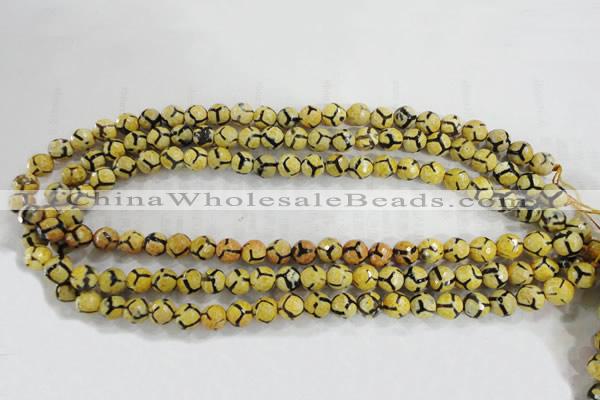 CAG6167 15 inches 12mm faceted round tibetan agate gemstone beads