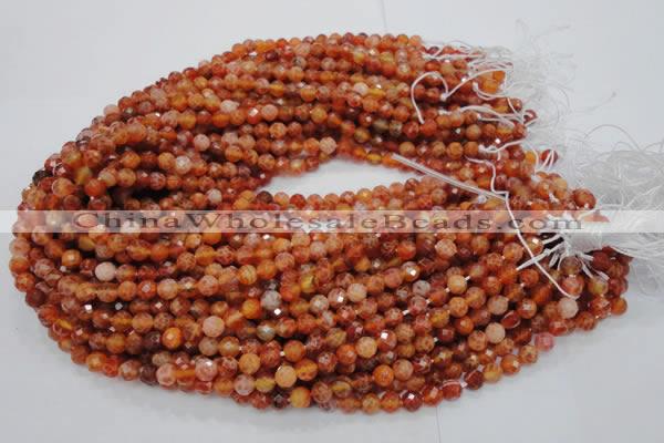 CAG618 15.5 inches 4mm faceted round natural fire agate beads