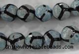 CAG6185 15 inches 8mm faceted round tibetan agate gemstone beads