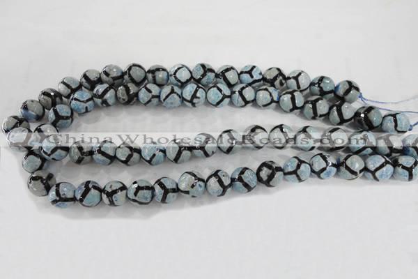 CAG6187 15 inches 12mm faceted round tibetan agate gemstone beads