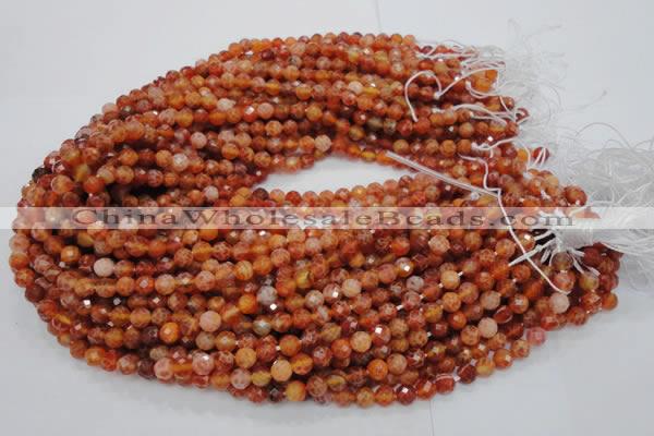 CAG620 15.5 inches 8mm faceted round natural fire agate beads