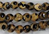 CAG6207 15 inches 12mm faceted round tibetan agate gemstone beads