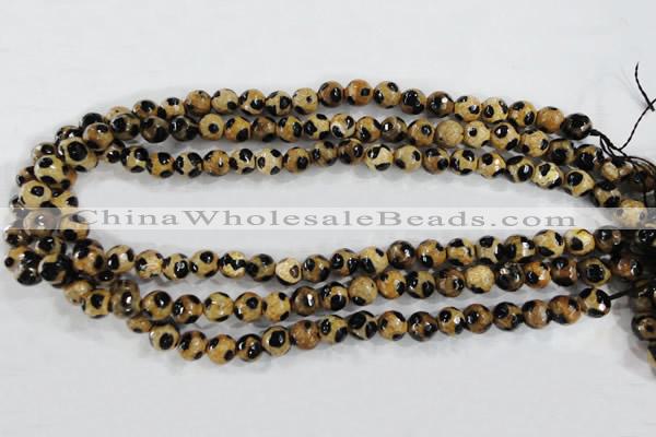 CAG6208 15 inches 14mm faceted round tibetan agate gemstone beads