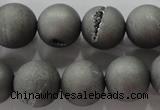 CAG6225 15 inches 14mm round plated druzy agate beads wholesale