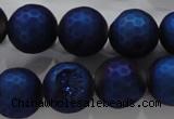 CAG6257 15 inches 18mm faceted round plated druzy agate beads