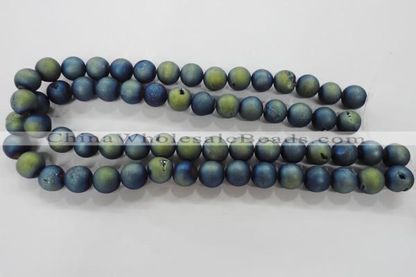 CAG6262 15 inches 8mm round plated druzy agate beads wholesale