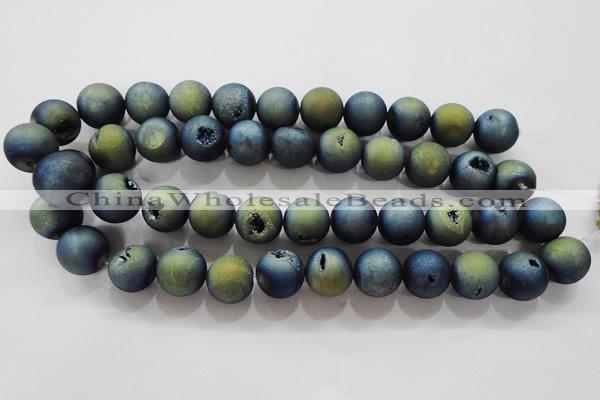 CAG6267 15 inches 18mm round plated druzy agate beads wholesale