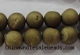 CAG6274 15 inches 12mm round plated druzy agate beads wholesale