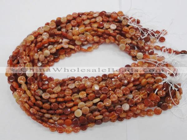 CAG630 15.5 inches 10mm coin natural fire agate beads wholesale