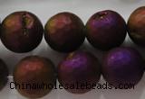 CAG6314 15 inches 12mm faceted round plated druzy agate beads