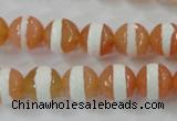 CAG6352 15 inches 12mm faceted round tibetan agate gemstone beads